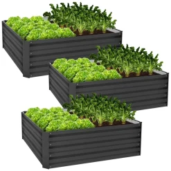 3er Set Hochbeet 90x90x30 cm Anthrazit aus Metall ML-Design-ECD Germany