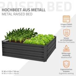 2er Set Hochbeet 90x90x30 cm Anthrazit aus Metall ML-Design-ECD Germany Sale
