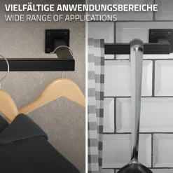 2er Set Kleiderstange Garderobe Wandmontage 30 x 60 cm Schwarz aus Stahl ML-Design-ECD Germany Outlet