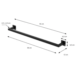 2er Set Kleiderstange Garderobe Wandmontage 12 x 90 cm Schwarz aus Stahl ML-Design-ECD Germany New
