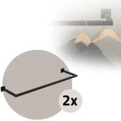 2er Set Kleiderstange Garderobe Wandmontage 30 x 110 cm Schwarz aus Stahl ML-Design-ECD Germany Hot