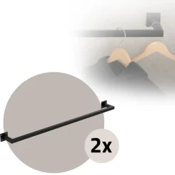 2er Set Kleiderstange Garderobe Wandmontage 12 x 110 cm Schwarz aus Stahl ML-Design-ECD Germany Discount