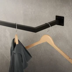 2er Set Kleiderstange Garderobe Wandmontage 30 x 90 cm Schwarz aus Stahl ML-Design-ECD Germany Clearance