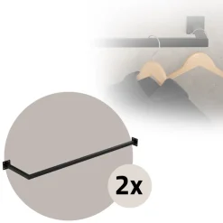 2er Set Kleiderstange Garderobe Wandmontage 30 x 110 cm Schwarz aus Stahl ML-Design-ECD Germany Sale