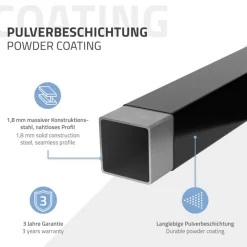 3er Set Kleiderstange Garderobe Wandmontage 12 x 60 cm Schwarz aus Stahl ML-Design-ECD Germany Clearance