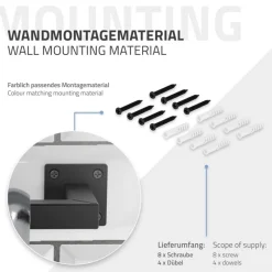 3er Set Kleiderstange Garderobe Wandmontage 12 x 60 cm Schwarz aus Stahl ML-Design-ECD Germany Clearance