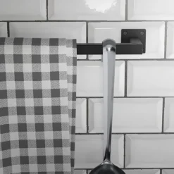 3er Set Kleiderstange Garderobe Wandmontage 12 x 110 cm Schwarz aus Stahl ML-Design-ECD Germany Clearance