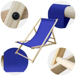 10er Set Liegestuhl klappbar Dunkelblau Holz verstellbare Rückenlehne bis 120 kg Sonnenliege Gartenliege Strandliege-ECD Germany Discount