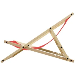 3er Set Liegestuhl klappbar Rot Holz verstellbare Rückenlehne bis 120 kg Sonnenliege Gartenliege Strandliege-ECD Germany Best