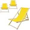 3er Set Liegestuhl klappbar Gelb Holz verstellbare Rückenlehne bis 120 kg Sonnenliege Gartenliege Strandliege-ECD Germany Hot