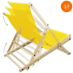 3er Set Liegestuhl klappbar Gelb Holz verstellbare Rückenlehne bis 120 kg Sonnenliege Gartenliege Strandliege-ECD Germany Hot