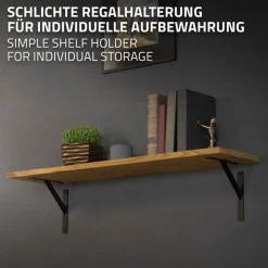2er Set Wandkonsole Regalhalterung 2x 240 x 240 mm Schwarz aus Aluminium ML-Design-ECD Germany Best
