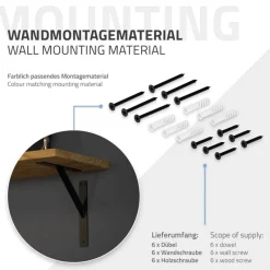 2er Set Wandkonsole Regalhalterung 2x 240 x 240 mm Schwarz aus Aluminium ML-Design-ECD Germany Best
