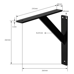 2er Set Wandkonsole Regalhalterung 2x 240 x 240 mm Schwarz aus Aluminium ML-Design-ECD Germany Best