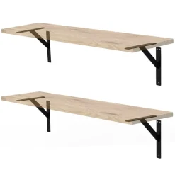 2er Set Wandkonsole Regalhalterung 2x 240 x 240 mm Schwarz aus Aluminium ML-Design-ECD Germany Best