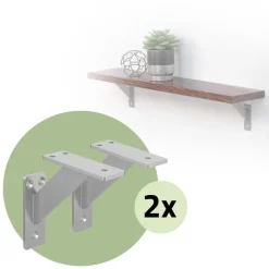 2er Set Wandkonsole Regalhalterung 2x 120 x 120 mm Silber aus Aluminium ML-Design-ECD Germany Clearance