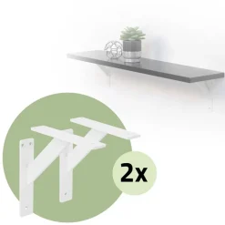 2er Set Wandkonsole Regalhalterung 2x 180 x 180 mm Weiß aus Aluminium ML-Design-ECD Germany Sale