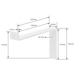 2er Set Wandkonsole Regalhalterung 2x 250 x 145 mm Weiß aus Stahl ML-Design-ECD Germany Best