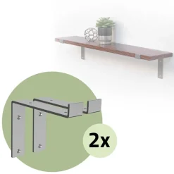 2er Set Wandkonsole Regalhalterung 2x 200 x 145 mm Grau aus Stahl ML-Design-ECD Germany Clearance