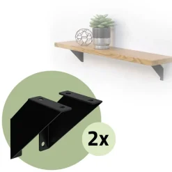 2er Set Wandkonsole Regalhalterung 2x 100 x100 mm Schwarz aus Stahl ML-Design-ECD Germany Clearance