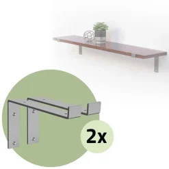 2er Set Wandkonsole Regalhalterung 2x 250 x 145 mm Grau aus Stahl ML-Design-ECD Germany Outlet