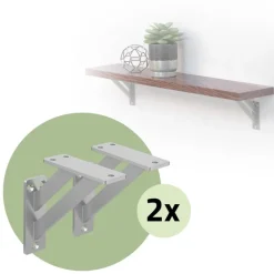 2er Set Wandkonsole Regalhalterung 2x 120 x 120 mm Silber aus Aluminium ML-Design-ECD Germany