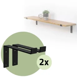 2er Set Wandkonsole Regalhalterung 2x 250 x 145 mm Schwarz aus Stahl ML-Design-ECD Germany