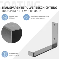 2er Set Wandkonsole Regalhalterung 2x 200 x 140 mm Grau Stahl ML-Design-ECD Germany Sale