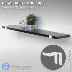 2er Set Wandkonsole Regalhalterung 2x 200 x 145 mm Weiß aus Stahl ML-Design-ECD Germany New