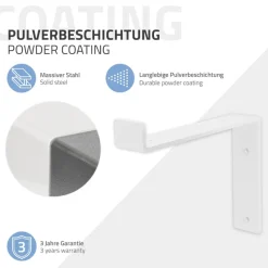 2er Set Wandkonsole Regalhalterung 2x 200 x 145 mm Weiß aus Stahl ML-Design-ECD Germany New