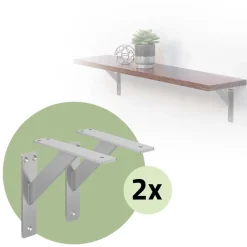 2er Set Wandkonsole Regalhalterung 2x 180 x 180 mm Silber aus Aluminium ML-Design-ECD Germany Outlet