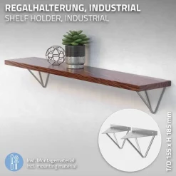 2er Set Wandkonsole Regalhalterung 2x 160 x 155 x 170 mm Grau aus Stahl ML-Design-ECD Germany Sale