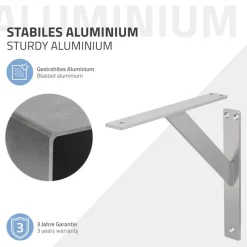 2er Set Wandkonsole Regalhalterung 2x 240 x 240 mm Silber aus Aluminium ML-Design-ECD Germany Best