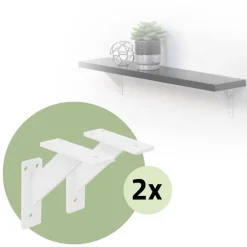 2er Set Wandkonsole Regalhalterung 2x 120 x 120 mm Weiß aus Aluminium ML-Design-ECD Germany Best