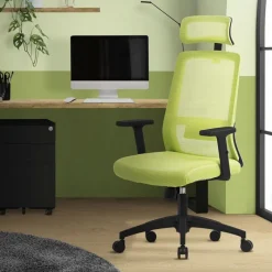 Ergonomischer Bürostuhl Grün Netzgewebe mit verstellbaren Armlehnen und Kopfstütze ML-Design-ECD Germany Outlet