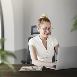 Ergonomischer Bürostuhl Grau Netzgewebe mit verstellbaren Armlehnen und Kopfstütze ML-Design-ECD Germany