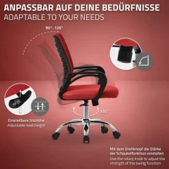 Ergonomischer Bürostuhl mit Armlehnen Netzgewebe Rot mit Rollen ML-Design-ECD Germany Discount