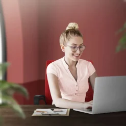 Ergonomischer Bürostuhl mit Armlehnen Netzgewebe Rot mit Rollen ML-Design-ECD Germany Discount