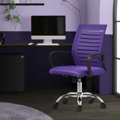 Ergonomischer Bürostuhl mit Armlehnen Netzgewebe Lila mit Rollen ML-Design-ECD Germany