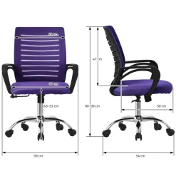 Ergonomischer Bürostuhl mit Armlehnen Netzgewebe Lila mit Rollen ML-Design-ECD Germany