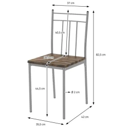 Essgruppe für 4 Personen 5-teilig mit Esstisch und 4 Stühlen Braun aus Holz ML-Design-ECD Germany New