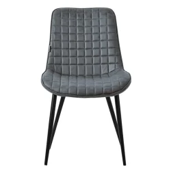 Esszimmerstuhl 2er Set Anthrazit mit Kunstlederbezug und Stahlbeinen Küchenstuhl mit Rückenlehne ML-Design-ECD Germany Clearance