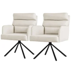 Esszimmerstuhl 2er Set Beige drehbar mit abnehmbaren Rückenkissen gepolstert bis 120 Kilogramm-ECD Germany Sale