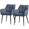 Esszimmerstuhl 2er Set Blau aus Frotteestoff mit dickem gepolsterter Sitz ML-Design-ECD Germany Outlet