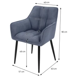 Esszimmerstuhl 2er Set Blau aus Frotteestoff mit dickem gepolsterter Sitz ML-Design-ECD Germany Outlet