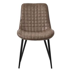 Esszimmerstuhl 2er Set Braun mit Kunstlederbezug und Stahlbeinen Küchenstuhl mit Rückenlehne ML-Design-ECD Germany Sale