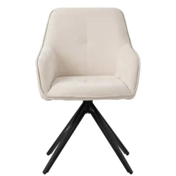 Esszimmerstuhl 2er Set drehbar Creme aus Textil Webstoff mit Rücken- und Armlehne ML-Design-ECD Germany New