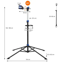 Fahrrad Montageständer Reparaturständer auch für E-Bikes bis 50 kg höhenverstellbar 360° drehbar aus Stahl-ECD Germany