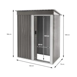 Gerätehaus 150x184x76 cm Hellgrau aus Metall ML-Design-ECD Germany Hot