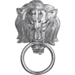 Handtuchhalter mit Löwenkopf Motiv Silber 10x31 cm aus Aluminium vernickelt WOMO-Design-ECD Germany Clearance